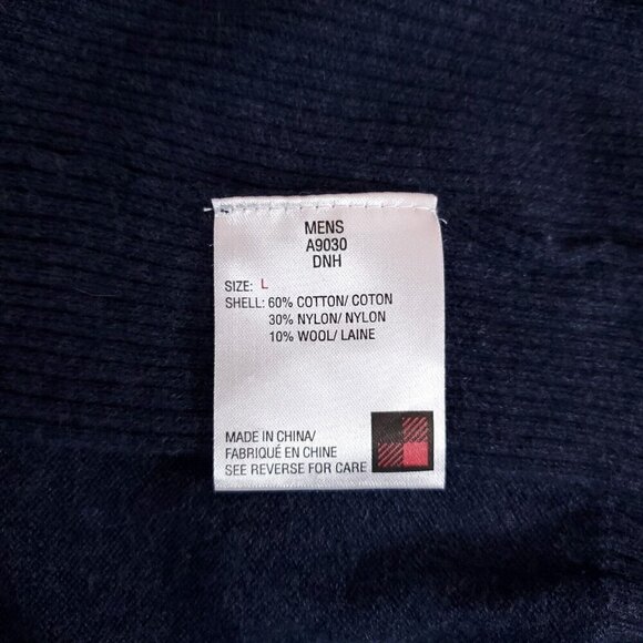 Woolrich Mens Size Large Navy Blue Wool Blend Full Zip Stretch Ribbed Sweater - Picture 11 of 14